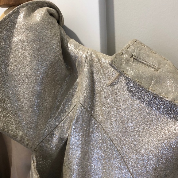 Bebe M gold metallic leather jacket. - Picture 6 of 8